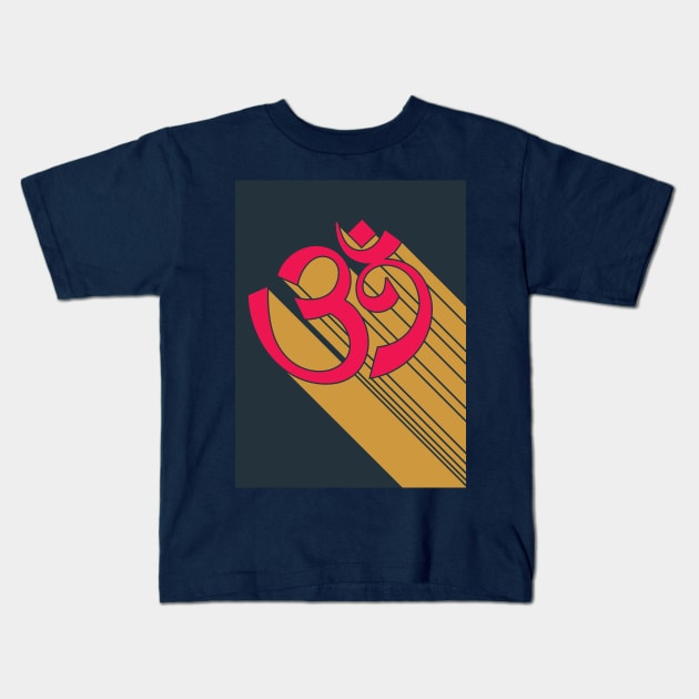 Om Symbol Retro Style with Big Drop Shadow 2 Kids T-Shirt by GeeTee